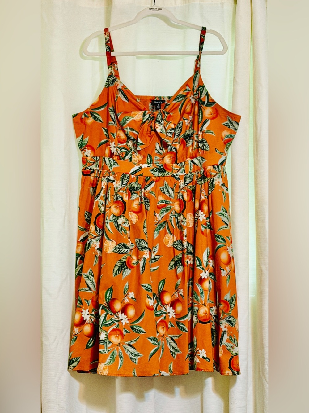 Torrid 3X Retro Chic Tie-front Orange Citrus/Floral Print Sleeveless Mini Dress
